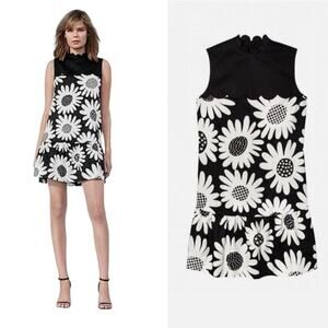 Victoria Beckham For Target White Black Daisy Print Mini Dress Sleeveless XS